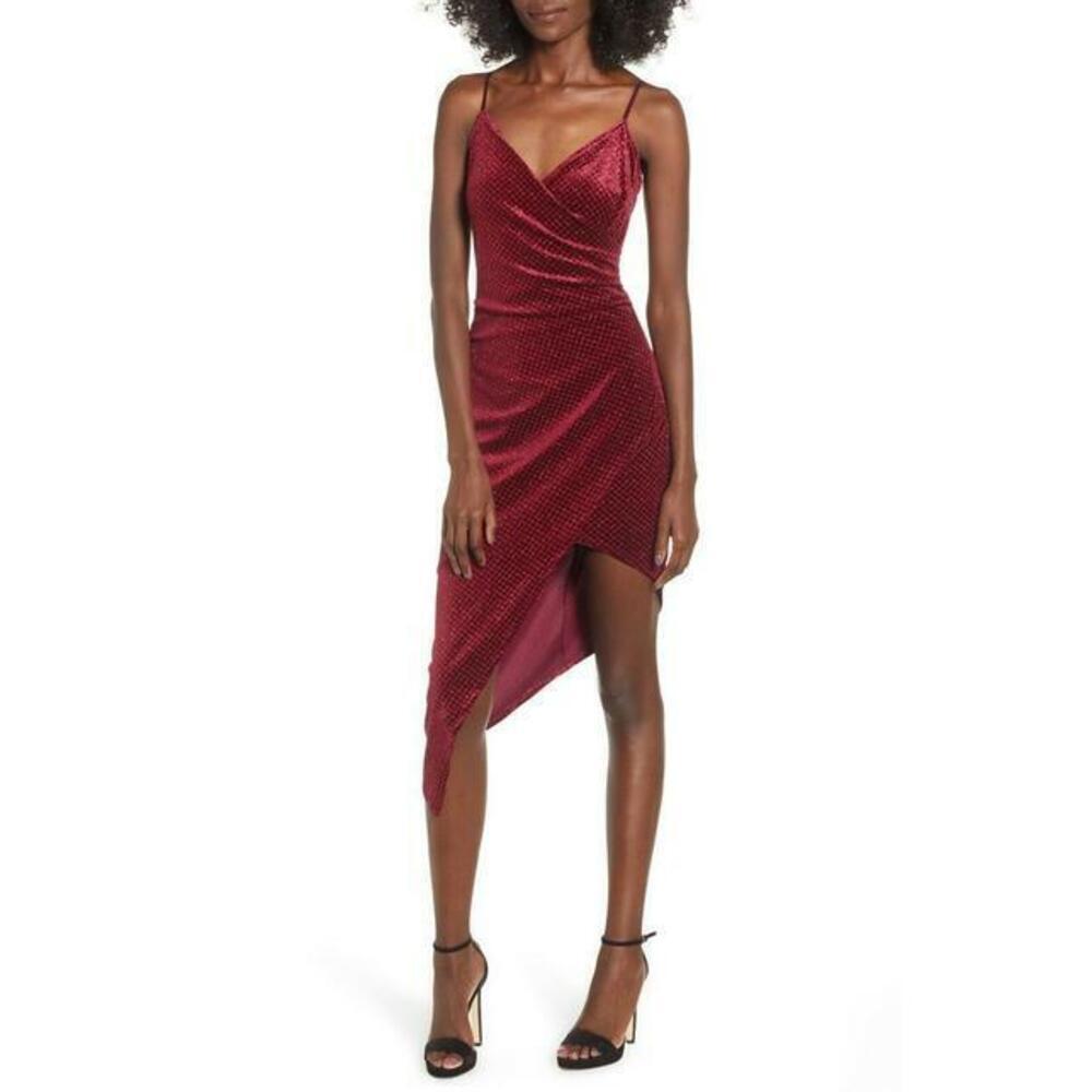 Love, Nickie Lew Women's Velvet Surplice Sleeveless Dress In Wine Size S